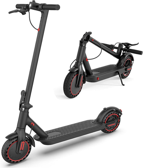 WQCJL W4 Pro faltbarer E-Scooter in Schwarz mit roten Akzenten